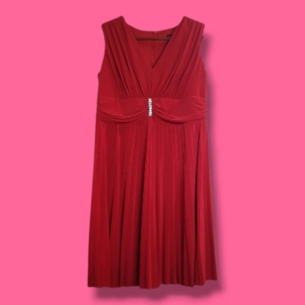 LIKE NEW Serena Williams Red Sleeveless Cocktail Evening Midi Dress Size XL